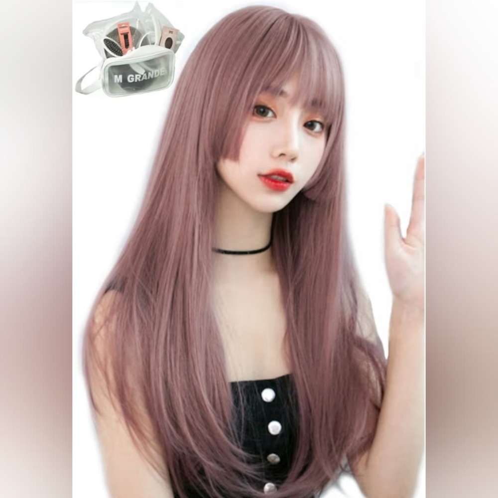 Chic Muted Pink Long Wig